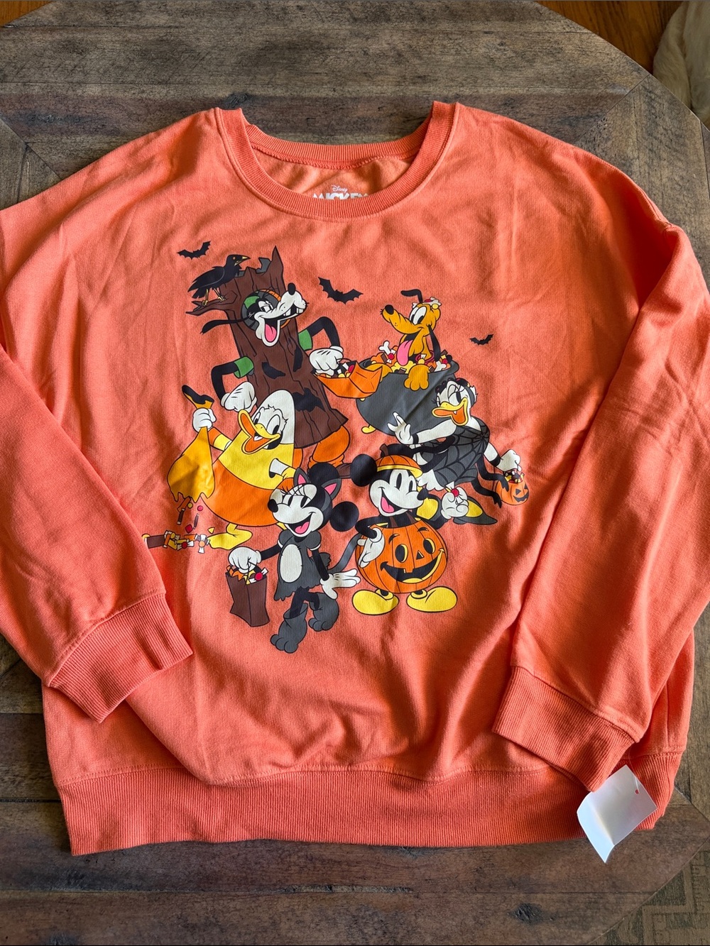 Disney Orange Halloween Crewneck Sweatshirt with Mickey & Friends Graphic